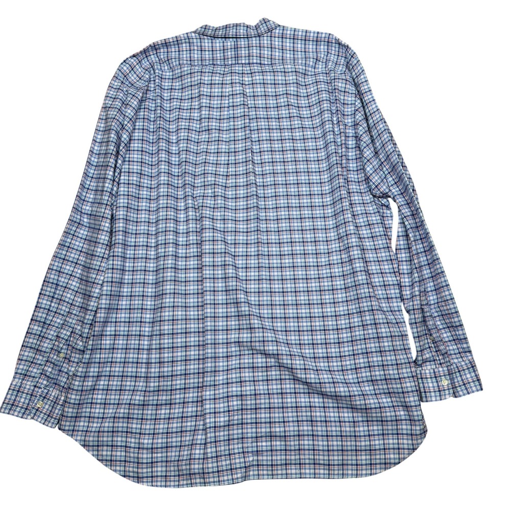 Ralph Lauren Mens 2XLT Plaid Button Down Shirt Blue White Red Long Sleeve Cotton - Picture 7 of 8